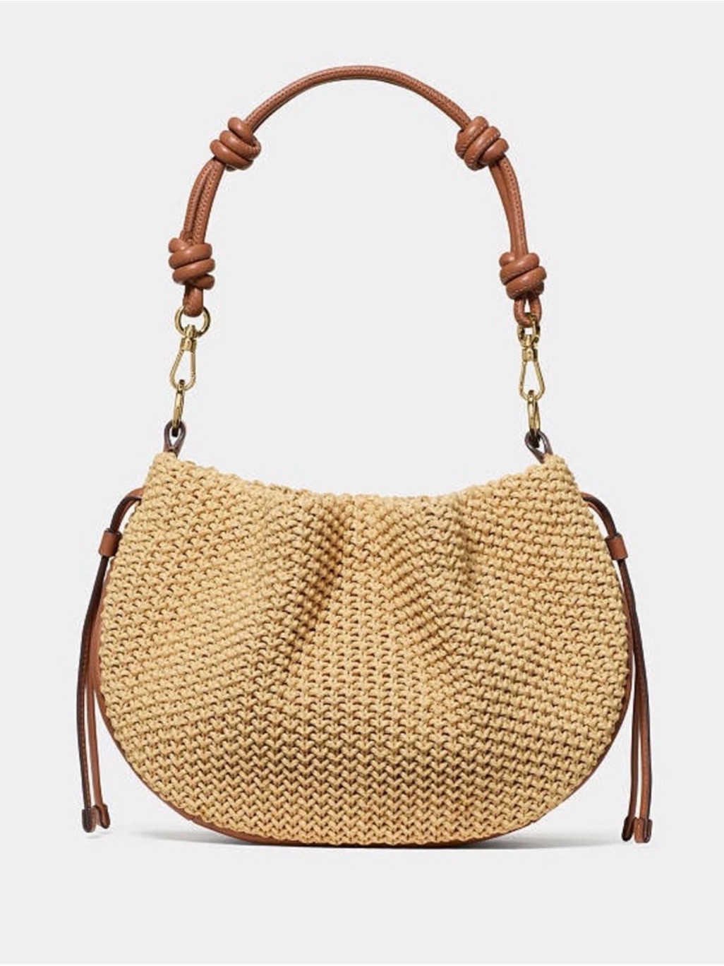 Kate Spade Natural Straw Hobo With Brown Leather Trim